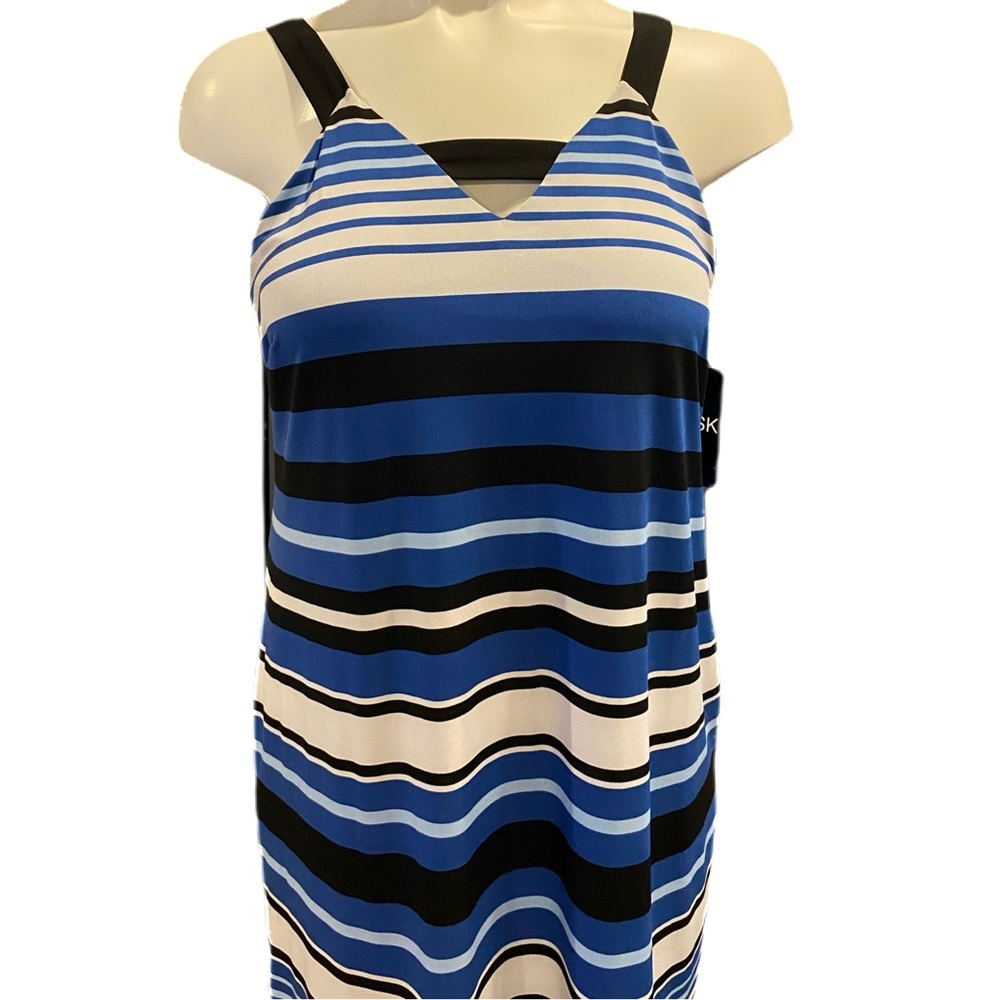 MSK Striped Blue, White and Black Shift Dress in Size Large - Picture 16 of 16